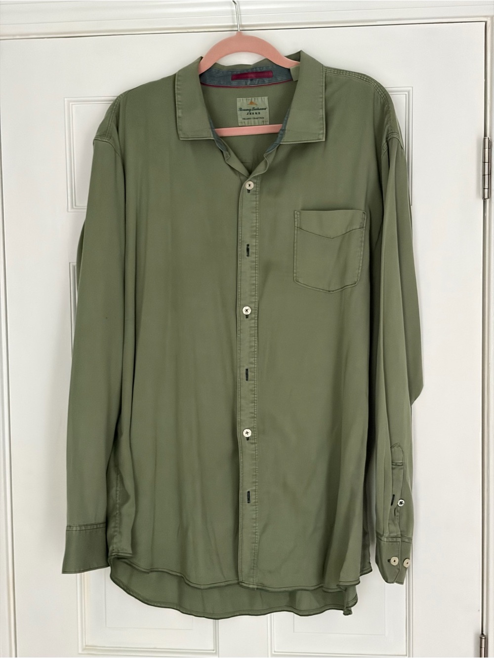 Tommy Bahama Olive Green Men's Button-Down Shirt - Classic Long Sleeve - XXL
